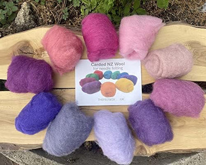 The Felt Box Needle Felting Wool Carded Batts Shade Pack 100 Grams 3.5 Oz - Pink/Purple - Image 4