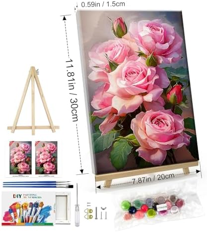 ATDMS Paint by Numbers Kit for Adults with Frame Flowers Paint by Numbers Kit with Easel DIY Adult Paint by Number Kits on Canvas Framed Floral Oil Painting Kits for Home Wall Decor 8x12 Inch - Image 5