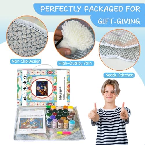MIAOLLUN Latch Hook Kits Rug, 3D Pattern Printed Canvas Crochet Needlework Crafts Floor DIY Latch Kits for Adults Beginners 20.4" X 15" (52X38cm) - Image 3