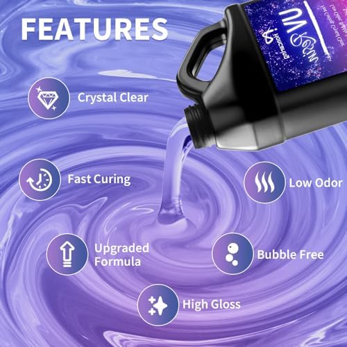 Honcaring UV Resin Bulk 2000g, Hard Type Clear Beginner-Friendly Kit, Upgraded Formula & Crystal Clear for Jewlery Making, Art Craft, 1000g*2 Resin UV Kit for Earring, Pendant, DIY - Image 2