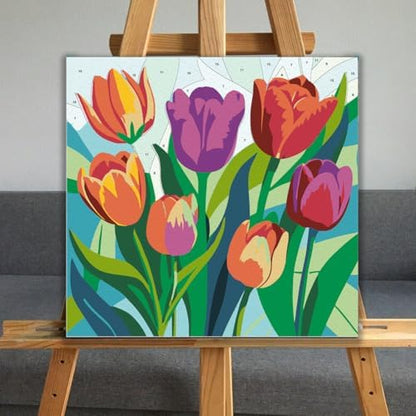 JUJUHOOD Tulip Flower Framed Paint by Numbers Kit for Adults Beginner & Kids Ages 8-12, Easy Paint by Number Without Easel, Simple Paint by Numbers for Gift Home Wall Decor (10x10Inch) - Image 5