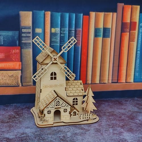 3D Wooden Puzzle Windmill Mill Design Model Kit, DIY Creative Assembly Building Set for Adults, Christmas - Image 2