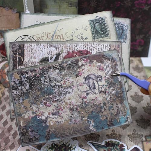 Diuhofart Vintage Scrapbooking Supplies Kit, 185pcs Junk Journal Kit with Scrapbook Paper Sticker Aesthetic Notebook Scrapbook Kit, Art Craft DIY Gift for Adult Women - Image 6