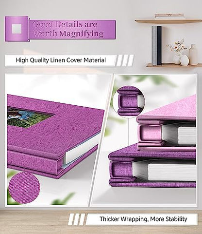 Artfeel Photo Album Self Adhesive Scrapbook Album for 3x5 4x6 5x7 8x10 Pictures,40 Pages Linen Cover with Display Window DIY Photo Book,Ideal Gifts for Family Travel Wedding Baby - Image 5