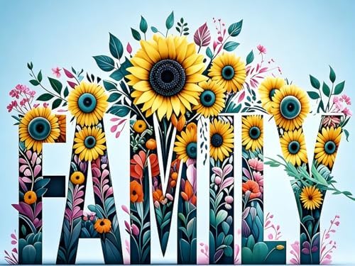 WUSARPLY Family Sunflower Stamped Cross Stitch Kits for Beginners Adults by WUSARPLY