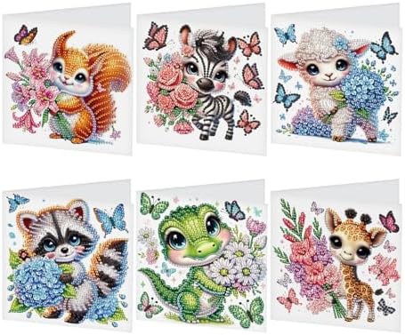JISHSHAY 6 PCS Diamond Art Greeting Cards Animal Diamond Painting Birthday Cards Animal Gem Art Gem Painting Mosaic Kits for Adults for Thanksgiving Anniversary Valentine Graduation All-Occasion by Unknown