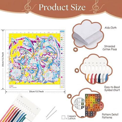 Mosaflare Wolf Family Stamped Cross Stitch Kits for Beginner 13.7x13.7 Inch - Image 6