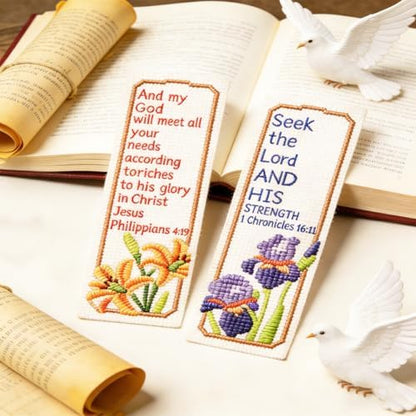 ORIGACH 6 Set Bible Verse Floral Cross Stitch Bookmark Kit for Beginner - Image 5