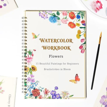 Flower Watercolor Workbook for Adults and Beginners by SHINYHARBOR