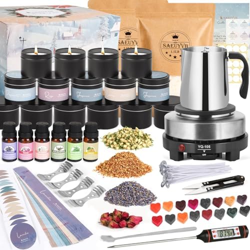 SAEUYVB Candle Making Kit with Wax Melter, Candle Making Kit for Adults - DIY Starter Soy Candle Making Kit/Supplies-Perfect as Home Decoration by SAEUYVB