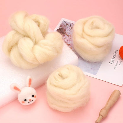 Catopia Wool Roving Yarn, 100G/3.53OZ Soft Felting Wool Pure Chunky Roving Yarn Bulk for Needle Felting Knitting Blanket Spinning Weaving DIY Craft,Fill Wool - Image 3