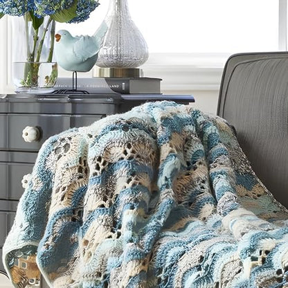 Mary Maxim Waterfall Ripple Afghan Crochet Kit, Soft Alpaca Blend Worsted Weight Yarn and Pattern Included, Cozy Afghan Blanket Crocheting Kit for Adults, Finished Size 46" x 60" - Image 4
