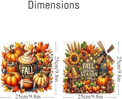 2 pack Fall Paint by Numbers Kit for Adults Beginner With Framed,Thanksgiving Pumpkin Easy Adult Paint by Number Kits on Canvas DIY Painting for Beginners Art by Numbers for Home Wall Decor 10x10 Inch - Image 4