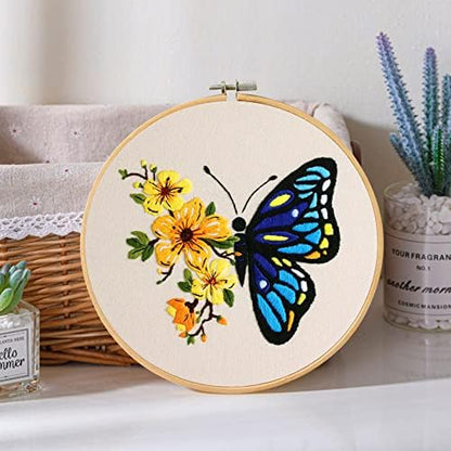 Santune 3 Pack Embroidery Kit for Beginners Adults Cross Stitch Kits with Butterfly Patterns and Instructions,DIY Hand Crafts with 1 Hoop,Threads and 6 Needles - Image 6