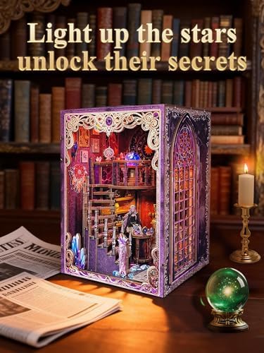 Book Nook Kit - DIY Miniature House Dollhouse Kit for Adults and Teens, Booknook Tiny House Tarot Association Kit Bookshelf 3D Wooden Puzzle, Gifts for Family, Friends - Image 5