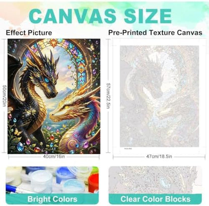 Dragon Paint by Numbers Kit for Adults, DIY Oil Painting Canvas 16x20inch - Image 2