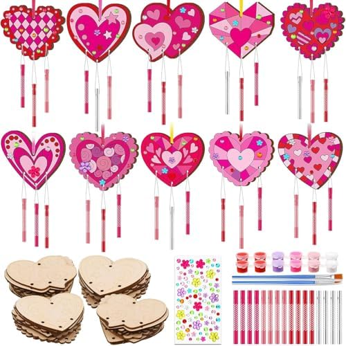 JellyArch Valentines Heart 30 Pack DIY Wind Chime Kit Art and Crafts by JellyArch
