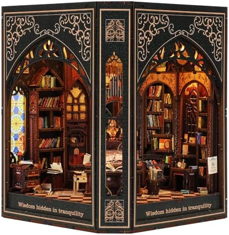 NookMaster Classic Library Book Nook Kit | DIY Miniature Dollhouse with LED - Image 2