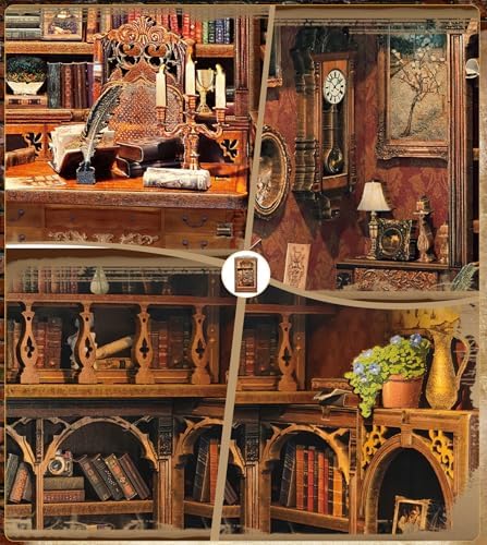 Spilay DIY Dollhouse Booknook Kit,DIY Bookshelf kit,with LED Light for Bookends Model Build kit,Handmade Crafts Gifts for Birthday Valentine's Day.(TIME Book House) - Image 3