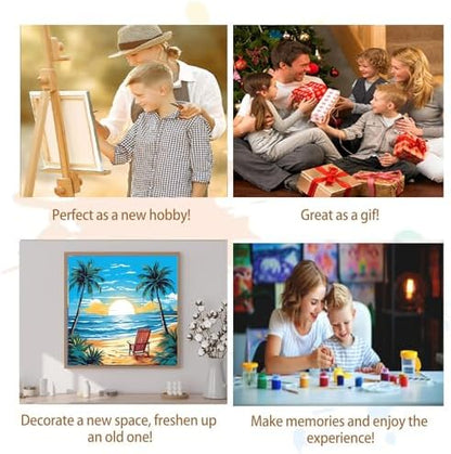 Artunion Framed Paint by Numbers Kit for Adults Beginners & Kids Ages 8-12,Summer Beach Paint by Number with Frame,Sunset Beach Paint by Numbers Kit on Canvas 10 * 10 Inch Without Easel - Image 6
