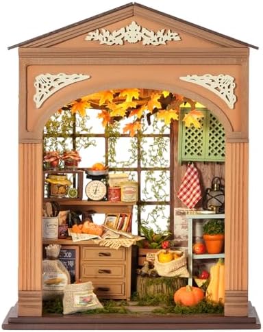 DIY Miniature Dollhouse with LED Lights, Wooden Dollhouse Book Nook Kit for Desktop, Bookshelf Decor, Gifts for Friends, Family (Harvest Season) by TOPBSFARNY