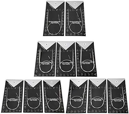 11Pcs Circular Knitting Needles Set, Stainless Steel Weave Needles for Beginners Experienced Crochet Lovers 5mm 4.75mm 4.5mm 4mm 3.5mm 3mm 2.5mm 2.25mm 2mm 1.75mm 1.5mm(43cm) - Image 5