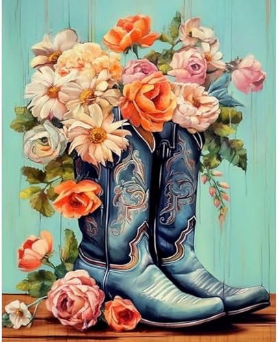 Cowboy Boots Paint by Numbers Kit for Adults Without Frame 16x20 IN by Yezavesu