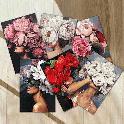 6 Pack Fashion Woman Paint by Numbers Kit for Adults Beginners 8x12 Inch, Abstract Flower Girl Paint by Number Kits on Canvas Without Frame, DIY Acrylic Painting by Numbers for Home Wall Decor Gift - Image 5