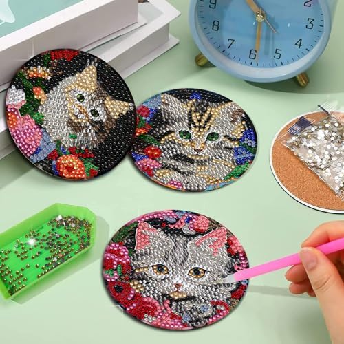EWJRNSF 6 PCS Diamond Art Coasters Kit with Holder for Adults Beginners - Image 4