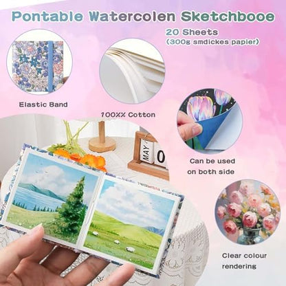 Travel Watercolor Paint Set - Pocket 8-Color Mini Paint Kit with Sketch Pad - Image 6