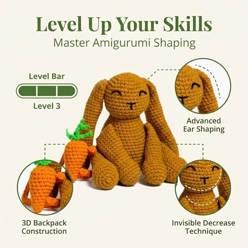 Amigurumi Bunny Crochet Kit for Improvers & Advanced, Crochet Animal Kit - Image 4