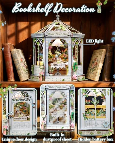 CUTEBEE DIY Miniature House Kit for Adults, Flower House Book Nook - Image 4