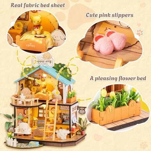Rolife Puppy's Cozy Villa DIY Miniature Dog House for Pet Lovers Gifts - Image 4