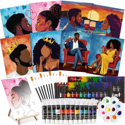 Cholemy 36 Pcs Paint and Sip Kit Gift for Adults 8''x10'',Couple by Cholemy