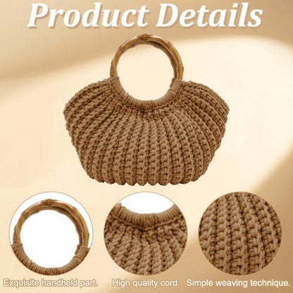 ACRNIGHEET Crochet Bag Kit for Adults Caramel Colored Handbag Crochet Kit for Beginners Knitting Purse Starters Set DIY Craft Making Kit with Step-by-Step Instructions and Video Guidance - Image 3
