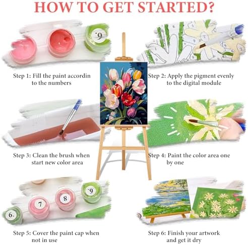 Paint by Numbers Kit for Adults Beginner, Colorful Tulip Bouquet 16x20 Inch - Image 6