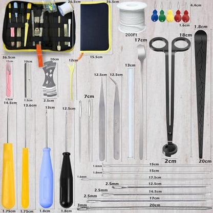 31PCS Wick Kits for Candle Making Wicks Inserting Nursing with Storage Bag Large Hole Needles for Silicone Candle Mold Hook Eye Punch Needle,7in Wicks Trimmer & Dipper,Wick Roll 200 Ft ect - Image 2