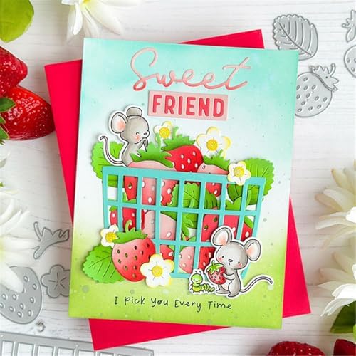 Scrapbooking Die-Cuts, Christmas Metal Cutting Dies for Card Making, Paper Craft Punch Template, Background Embossing Stencils, DIY Album Décor (Strawberries and Baskets) - Image 2