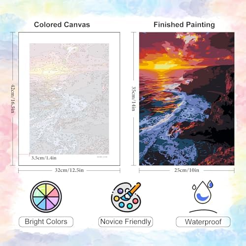 6 Pack Paint by Numbers Kit for Adults Beginner Landscape, 10x14 Inch - Image 3