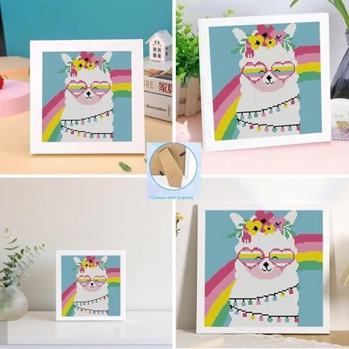 Lzyueyuan Alpaca Cross Stitch Kits for Beginners, Stamped Cross Stitch for Adults with Framed,Crafts for Girls 8-12 Embroidery Kit,11CT Cross-Stitch Arts and Crafts for Adults 8.7inX8.7in - Image 4