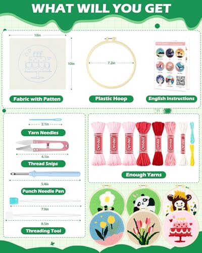 FIVEIZERO Punch Needle Kit for Beginners,Birthday Cake Patterns - Image 2