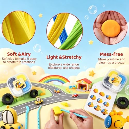 Both idea Air Dry Clay for Kids, Colored Soft Foam Modeling Clay Set with Sculpting Tools DIY Arts Crafts Birthday Fun Party Favors for Boys Girls Ages 3-12 Classroom Activities - Image 4