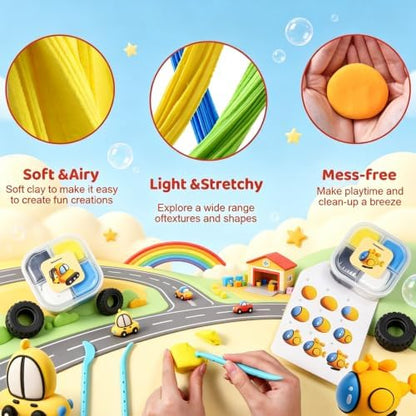 Both idea Air Dry Clay for Kids, Colored Soft Foam Modeling Clay Set with Sculpting Tools DIY Arts Crafts Birthday Fun Party Favors for Boys Girls Ages 3-12 Classroom Activities - Image 4