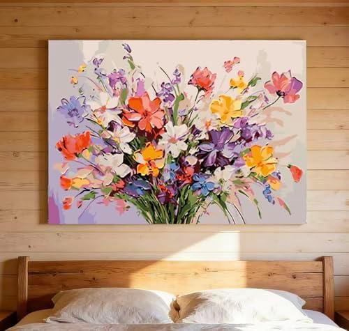 OJTOYART Colored Bouquet Paint by Numbers Kit for Adults Beginner,Adult Paintby Number Kits on Canvas, DIY Acrylic Simple Paints by Number Kits for Home Wall Decor 16 X 20 inch - Image 2
