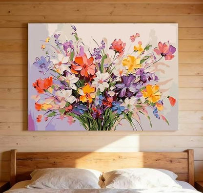 OJTOYART Colored Bouquet Paint by Numbers Kit for Adults Beginner,Adult Paintby Number Kits on Canvas, DIY Acrylic Simple Paints by Number Kits for Home Wall Decor 16 X 20 inch - Image 2