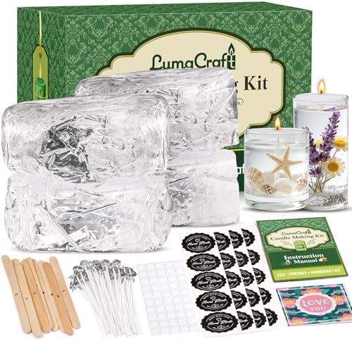 LumaCraft Clear Gel Wax for Candle Making - 4.4LB (2000g) Transparent Jelly Candle Wax with Wicks, Wick Stickers & Holders - Non-Toxic, Unscented DIY Gel Wax for Beginners & Crafters by Unknown