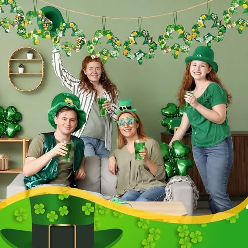 472 Pcs St Patrick's Day Kit Felt Shamrock Crafts Wreath Craft Activity DIY Green Clover Hanging Wreath Home Ornament with Gnome Rainbow Beer Hats Gold Coins Stickers for Irish Party Activity - Image 2