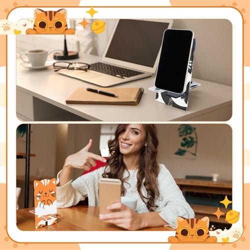 Saillong 4 Pcs Cat Diamond Art Phone Stand, 5.5" Full Drill Holder - Image 6