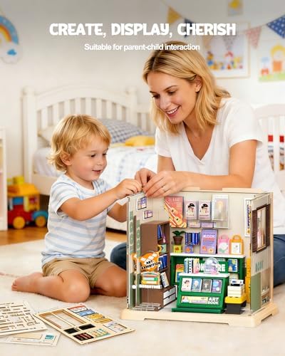 Vodolo DIY Miniature House Kit with Led,Book Nook Kits for Adults Beginners,Book Shelf Decor,3D Puzzle Booknook Craft Kits,Books Lovers Gifts for Women Men Bookshelf Decor,104PCS Bookstore Nightlight - Image 6