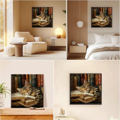 EOBROMD Sleepy Cat Framed Paint by Numbers Kits for Adults with Wooden Easel, DIY Paint by Numbers for Adults Beginner, Painting on Stretched Canvas, Oil Painting Kits for Home Decor Gift 10x10 Inch - Image 7